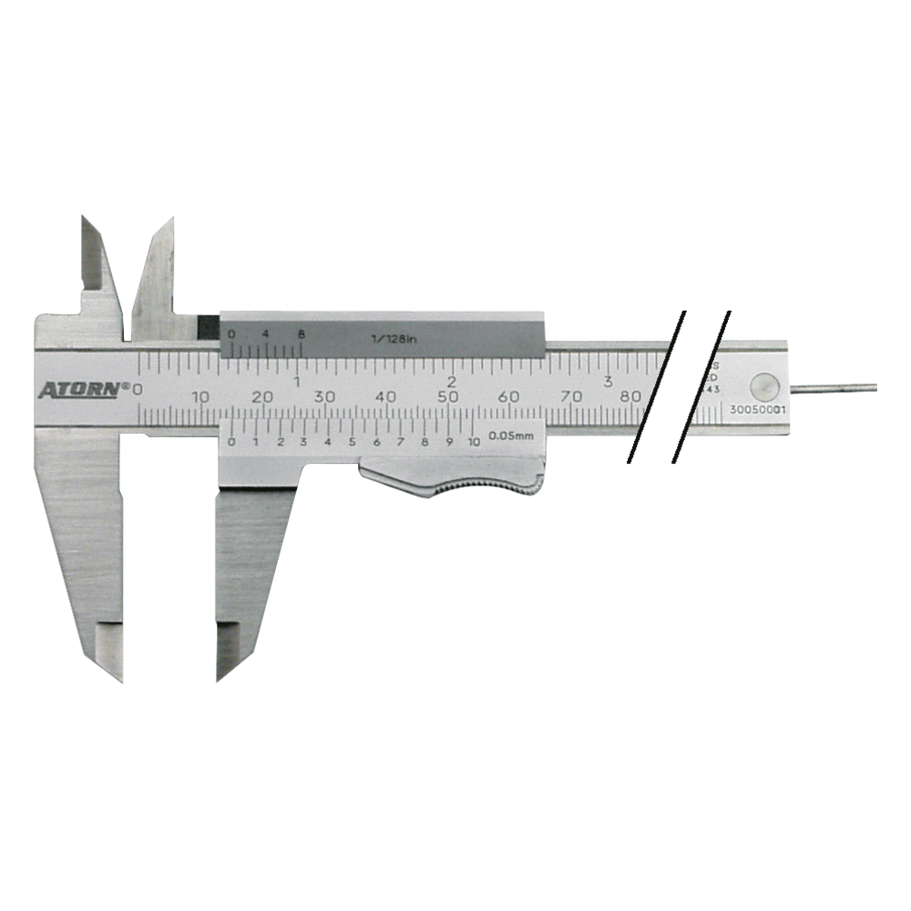Vernier callipers 150 mm (1/128x0.05 mm) torque adjustment, round depth bar